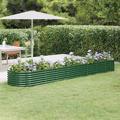 vidaXL Green Galvanised Steel Garden Raised Bed W: 368 cm, D: 80 cm, H: 36 cm – 2