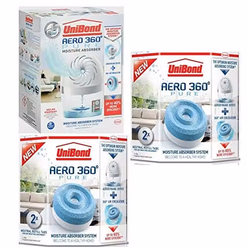 UniBond Aero 360 Pure Moisture Absorber Device in White (1 Device + 4 x 450g Refills)