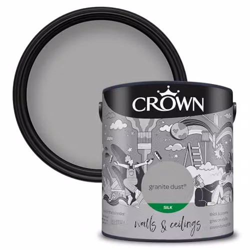 Crown Core Emulsion Silk Paint in Granite Dust Grey, 2.5 l – 1