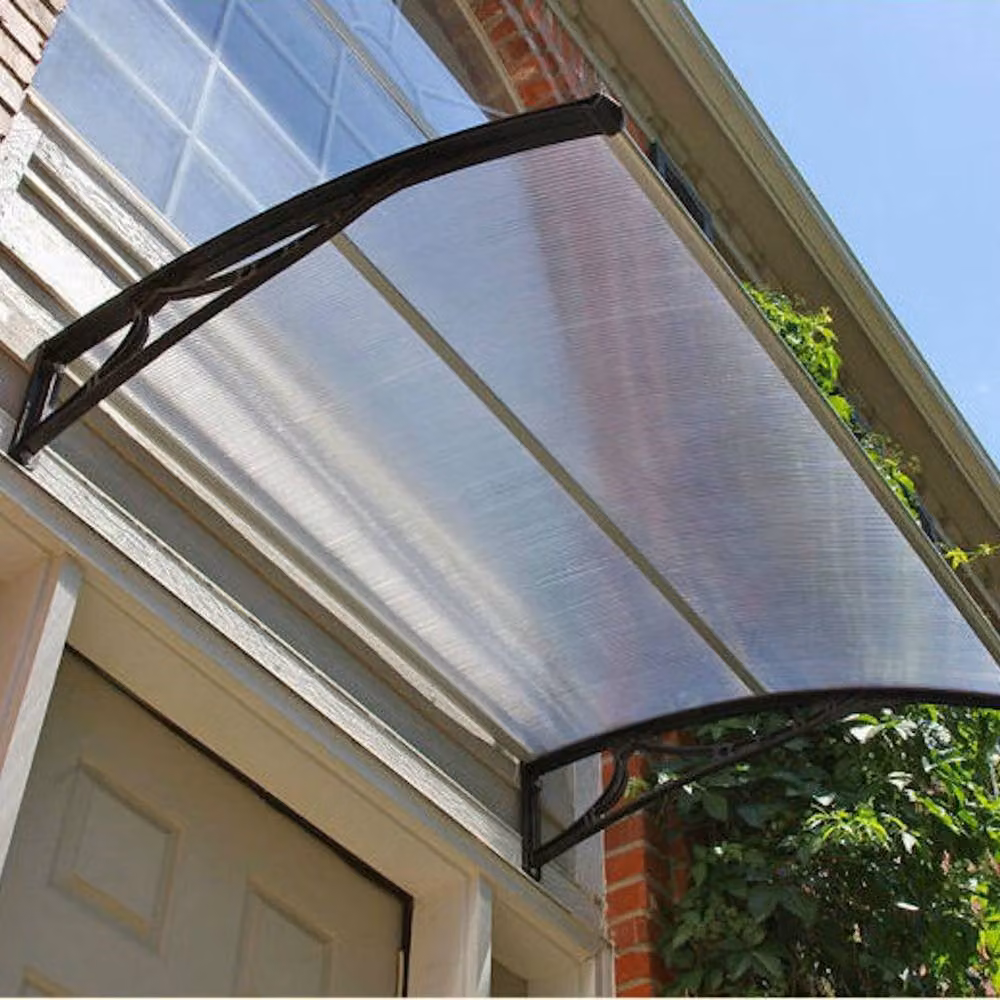 Oypla Transparent Polycarbonate Outdoor Front Door Canopy Porch Awning W: 120 cm, D: 80 cm – 2