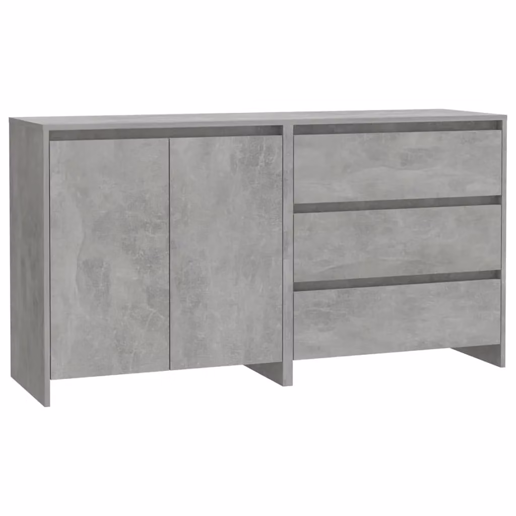 Berkfield Home 2 Piece Modern Abstract Sideboard in Concrete Grey Engineered Wood – 2