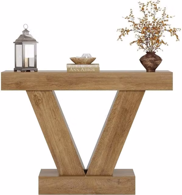 VOGREX Rustic Brown Farmhouse Console Table, W: 105 cm, D: 30 cm, H: 50 cm – 1