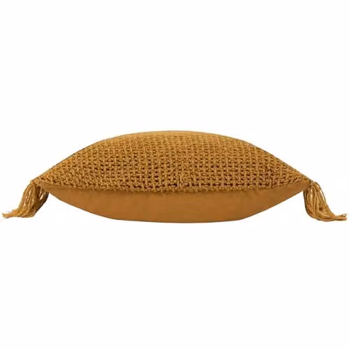 Riva Home Square Knitted Cotton Cushion in Brown and Yellow, W/D/H: 45 x 45 x 45 cm – 2