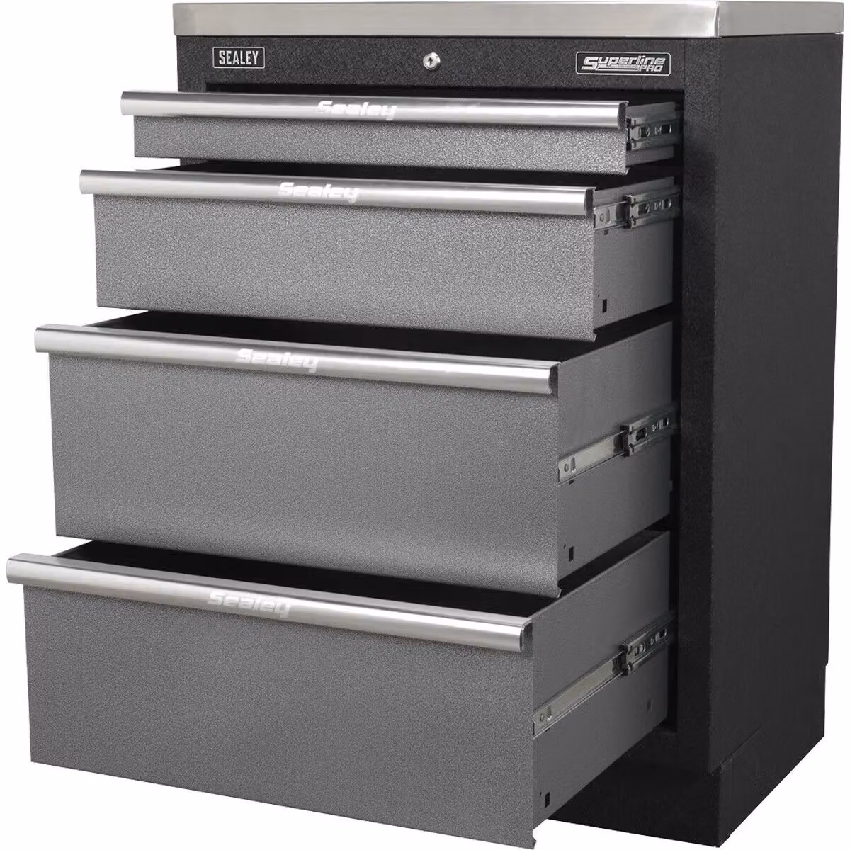 Loops Grey Modular 4 Drawer Floor Standing Cabinet with Lockable Ball Bearing Slides – 3