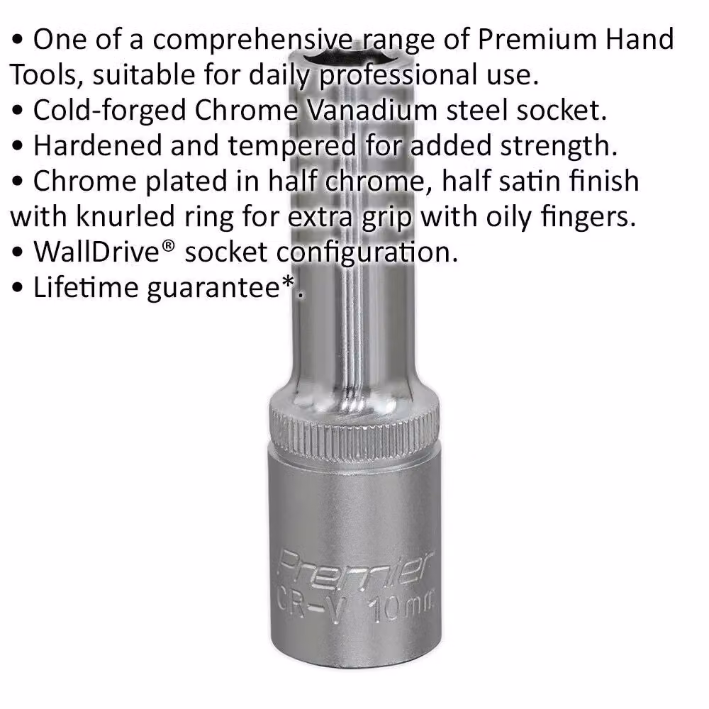 Loops 10mm Deep Drive Socket 1/2 inch Square Drive in Silver Chrome Vanadium – 2