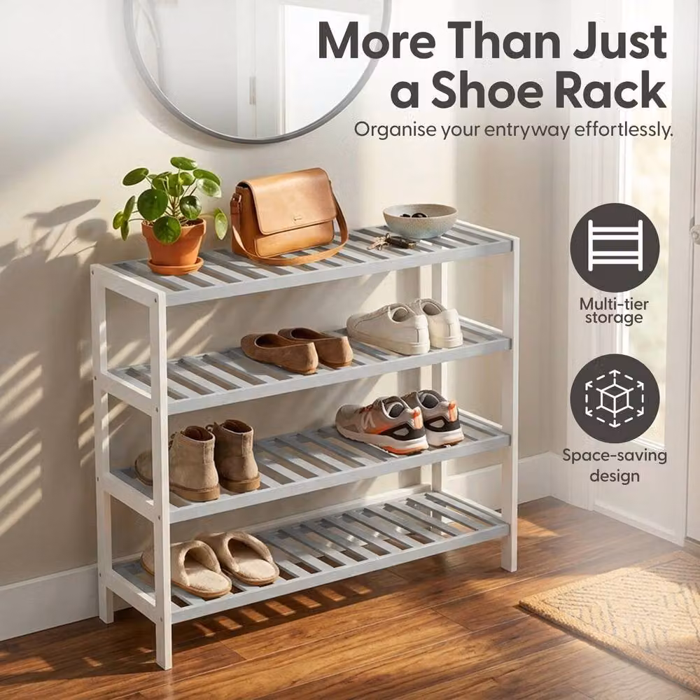 Keplin 4-Tier Bamboo Shoe Rack in Grey and White, W/D/H: 70 x 24.5 x 67 cm – 3