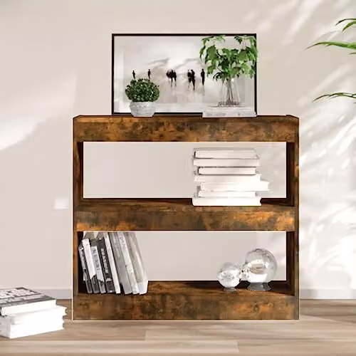 vidaXL Smoked Oak Book Cabinet and Room Divider, Brown, W: 80 cm, D: 30 cm, H: 72 cm – 2