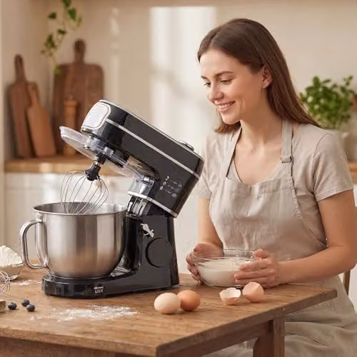 HOMCOM Digital Stand Mixer with 6L Capacity, 1400W Power and 11 Speeds in Black – 8