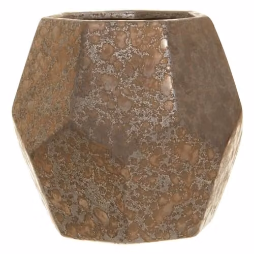 Premier Housewares Large Geometric Ceramic Planter in Black with Glazed Finish, W/D/H: 20 x 19 x 20 cm – 1