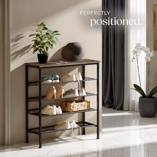 tectake 5-Tier Shoe Rack with Adjustable Shelves in Black and Brown, W/D/H: 75.5 x 30.5 x 85.5 cm – 7