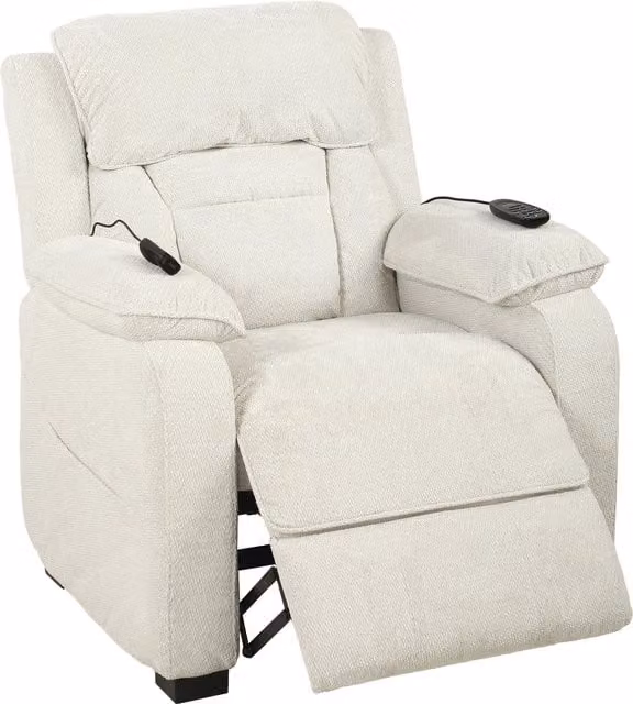 HOMCOM Power Recliner Armchair with Massage and Heat in Cream White Velvet – 1