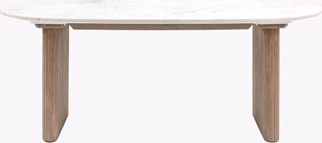Perch & Parrow Flute Oval Mango Wood Dining Table in White