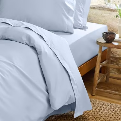 Christy Organic Cotton Percale Single Flat Sheet in Classic Blue