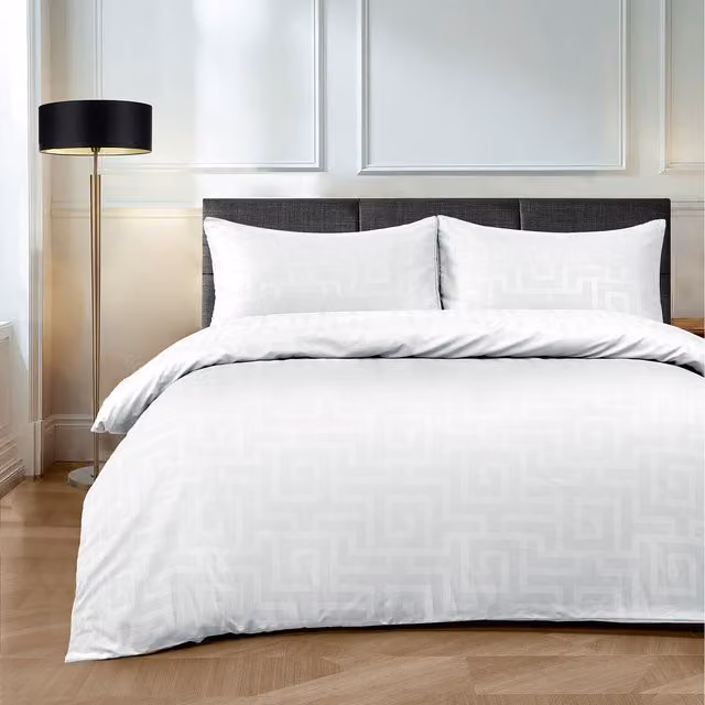 Velosso Mediterranean Graphic Patterned Microfibre Duvet Set, White, 140 x 200 cm