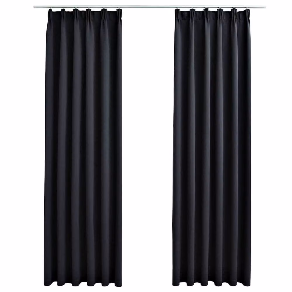 Berkfield Home Elegant Blackout Curtains with Hooks, 2 Pack, Black, W: 140 cm, H: 175 cm – 3