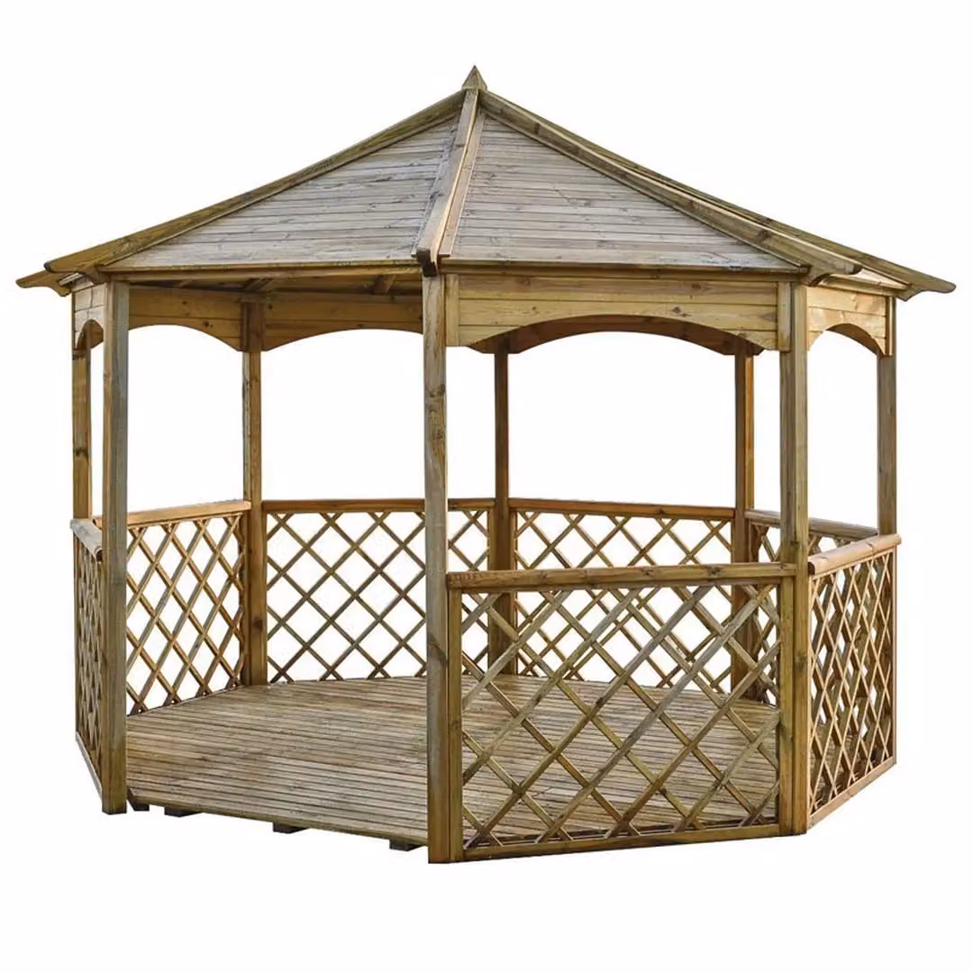 Rowlinsons Buckingham Gazebo in Brown, W: 357 cm, D: 357 cm, H: 278 cm – 2