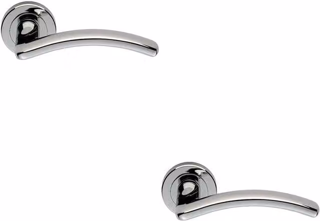 Loops 2x Pair Oval Arched Bar Lever on Round Rose Concealed Fix Bathroom Handles in Polished Chrome