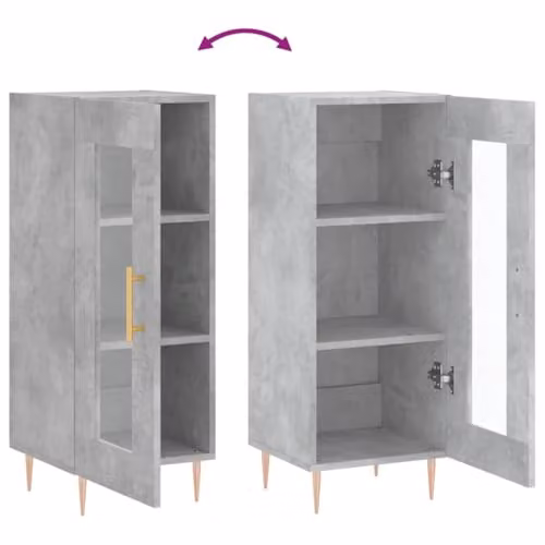 vidaXL Sideboard in Concrete Grey, Engineered Wood and Glass, W/D/H: 34.5 x 34 x 90 cm – 3