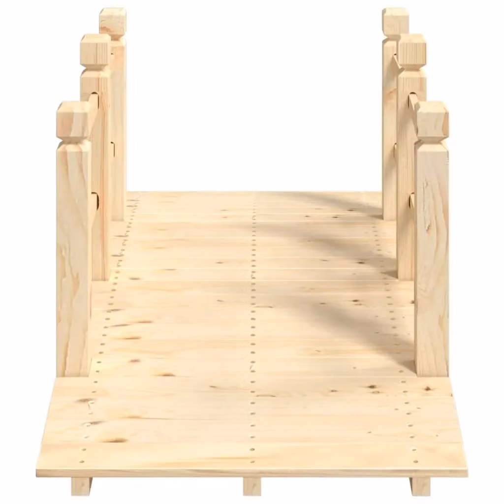 Berkfield Home Garden Bridge with Railings in Brown Solid Spruce Wood W/D/H: 150 x 67 x 56 cm – 2