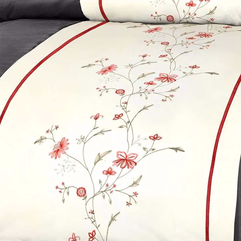 Intimates Sapphire Black Floral Embroidered Duvet Cover and Pillowcase Set, W/D/H: 200 x 220 cm – 2