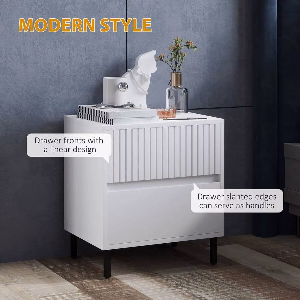 Nordara Modern 3-Drawer Bedside Table in White – 2