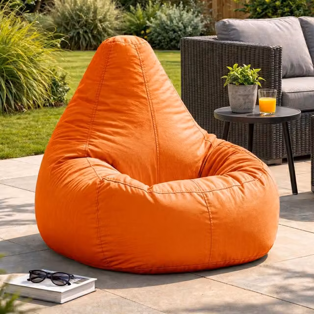 ICON Dalton High Back Adult Gaming Bean Bag Chair for Indoor and Outdoor Use, Orange