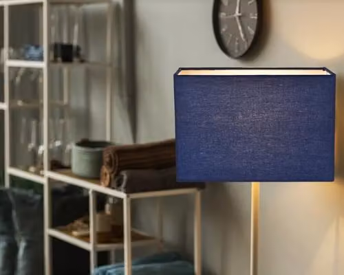 Happy Homewares Rectangular Linen Fabric Lamp Shade in Blue, Length: 29 cm – 4