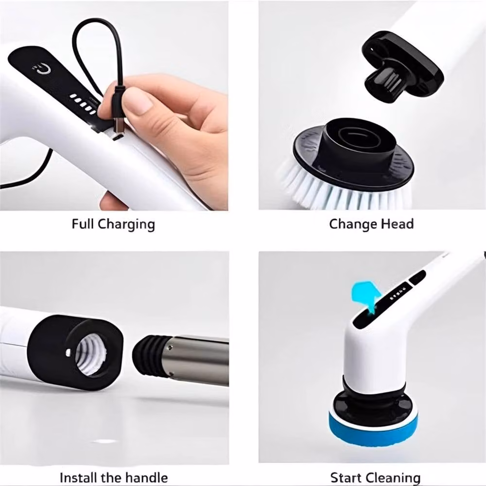 Nordara 9 in 1 Electric Spin Scrubber Cleaning Brush in White – 4