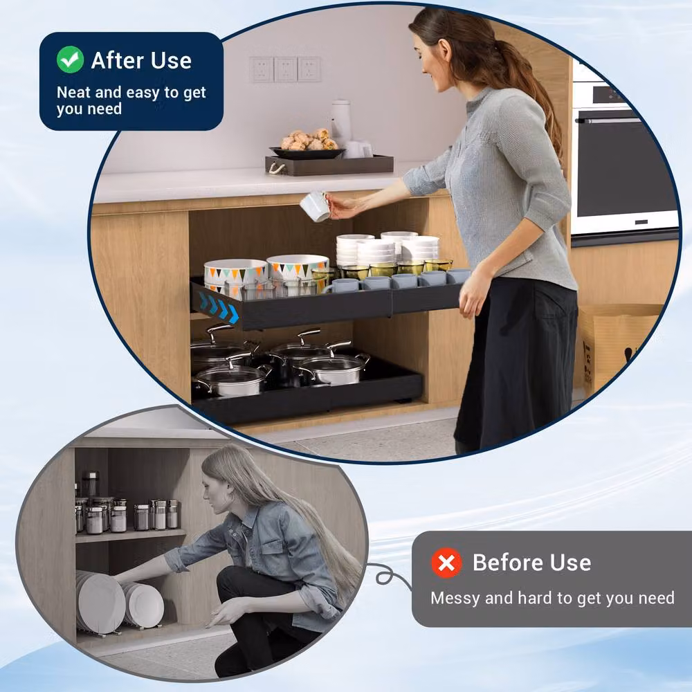 Blylund Kitchen Slide Drawer Organiser, 2 Pack, Matt Black – 5