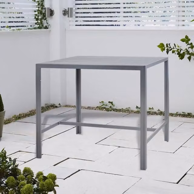BillyOh Modern Grey Outdoor Bar Table with Powder Coated Aluminium and Composite Wood Top