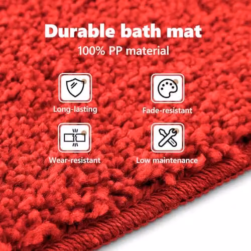 vidaXL Anti-slip Red Bath Mat, W: 50 cm, D: 80 cm – 3