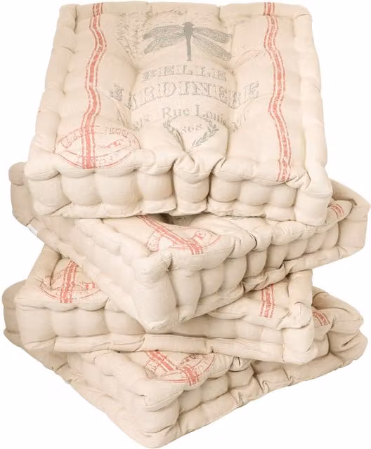 Dibor Set of 4 Vintage Style Quilted Water Repellent Indoor Outdoor Chair Seat Pads in Grey, W/D/H: 40 x 40 x 40 cm