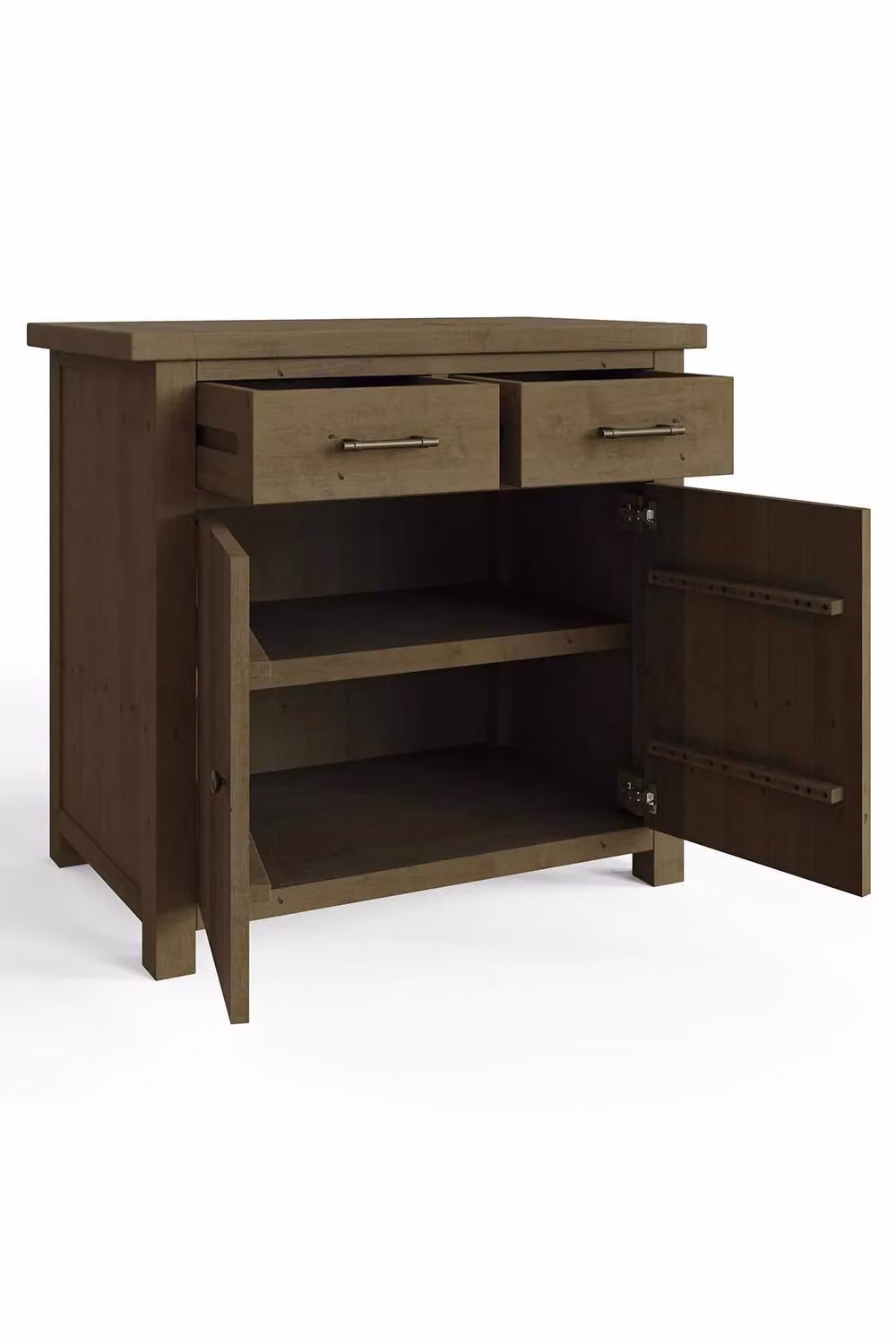 FWStyle Rustic Reclaimed Solid Pine 2 Door 2 Drawer Sideboard in Brown – 2