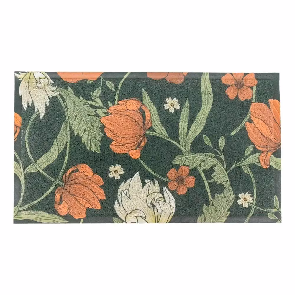 Artsy Mats Red Flower William Morris Pattern Indoor Outdoor Doormat, W: 90 cm, D: 60 cm – 2
