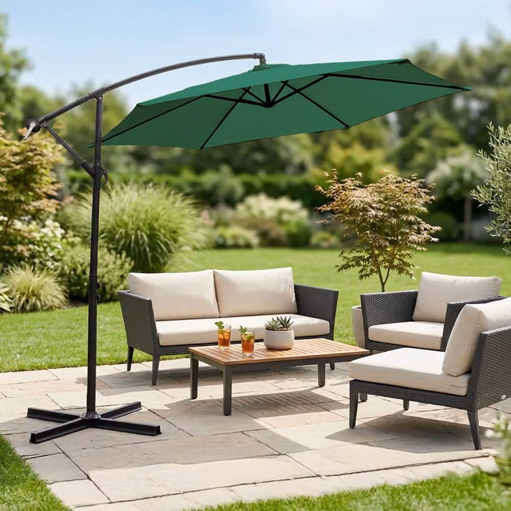 Keplin 3M Cantilever Garden Parasol in Green with Cover – 9