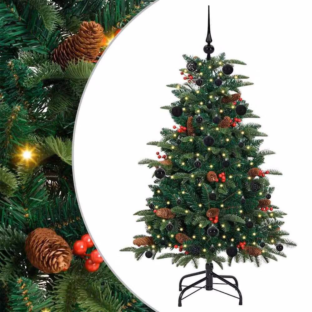 Berkfield Home Elegant Green Artificial Christmas Tree with 150 LEDs and Stand – 3