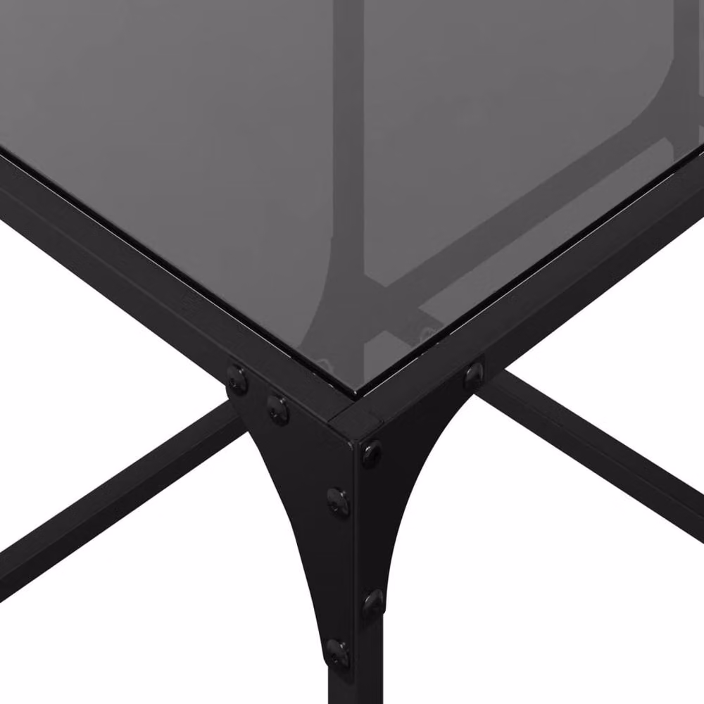 Berkfield Home Modern Rectangular Coffee Table with Black Glossy Glass Top and Steel Frame, W/D/H: 78.5 x 40 x 40 cm – 4