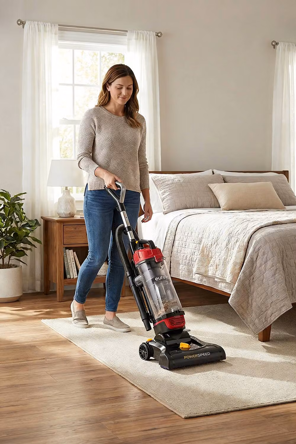 Living and Home Red Bagless Upright Vacuum Cleaner with 4.2L Capacity, 5 Height Settings and 3 Heads – 3