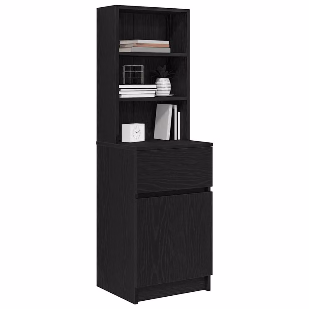 Berkfield Home Black Modern Bedside Cabinet with Hinged Doors and Internal Shelves, W/D/H: 39 x 35 x 125 cm – 3