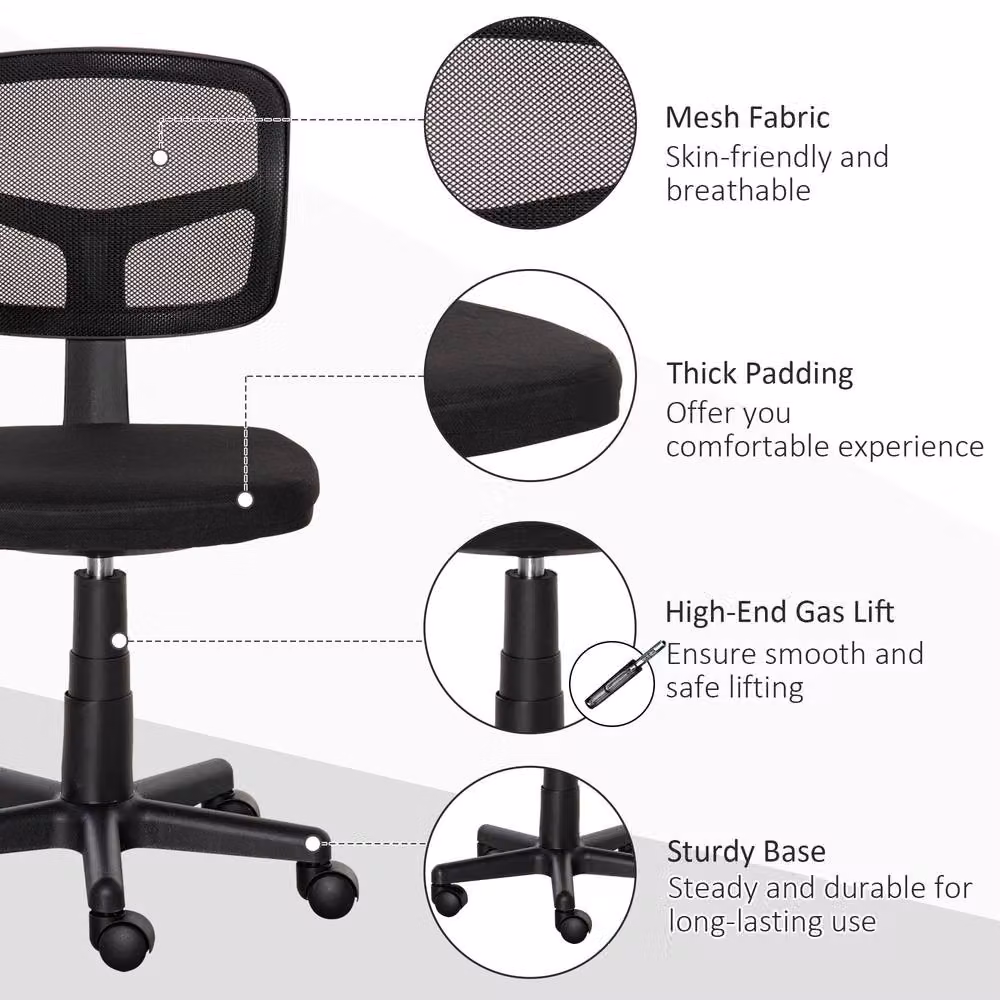 Rolipo Ergonomic Mesh Office Chair in Black with 360 Degree Swivel for Home or Office – 7