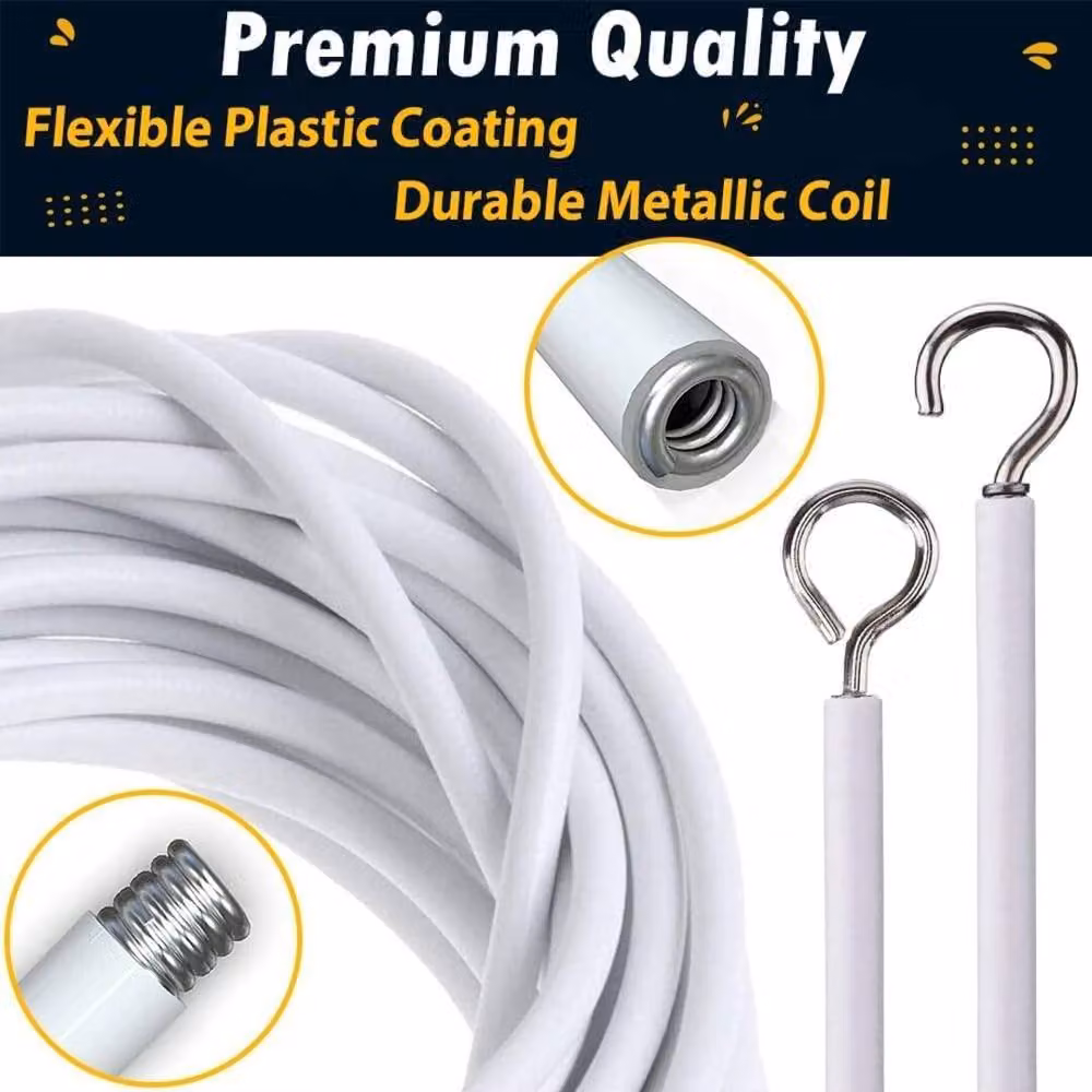 ATEK White Net Curtain Wire and Hooks Set, Length: 300 cm – 2
