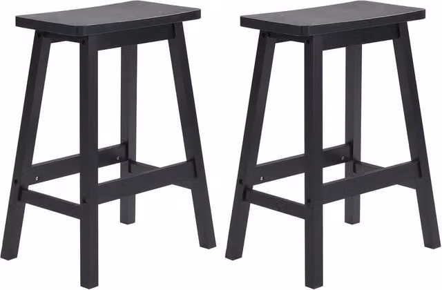 KORVIXA Black Saddle Seat Counter Stools with Footrest