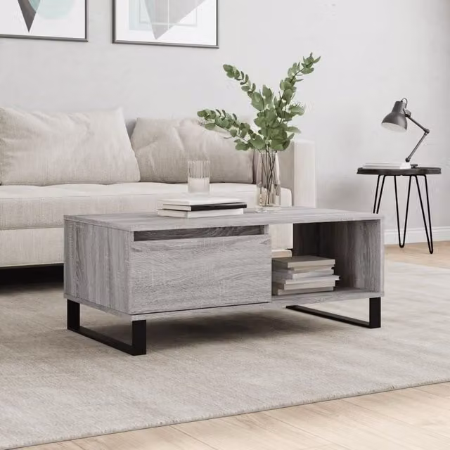 Berkfield Home Grey Sonoma Coffee Table, W: 90 cm, D: 50 cm, H: 36.5 cm