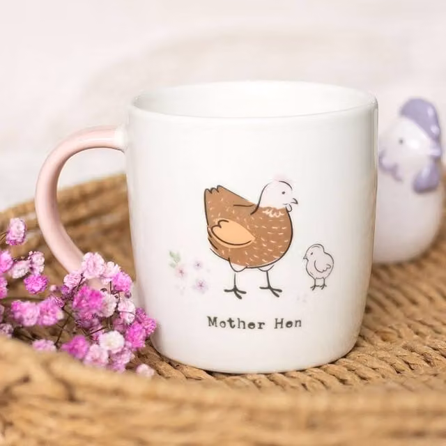 Uniqueful Mother Hen Ceramic Mug in White, 250ml