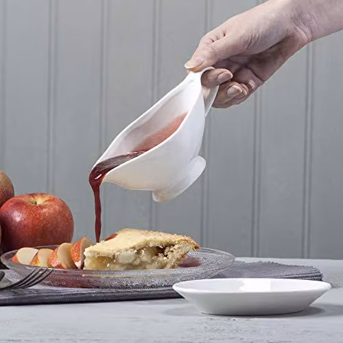 Wm Bartleet & Sons White Porcelain Drip-Free Sauce and Gravy Boat with Saucer, 100 ml – 4