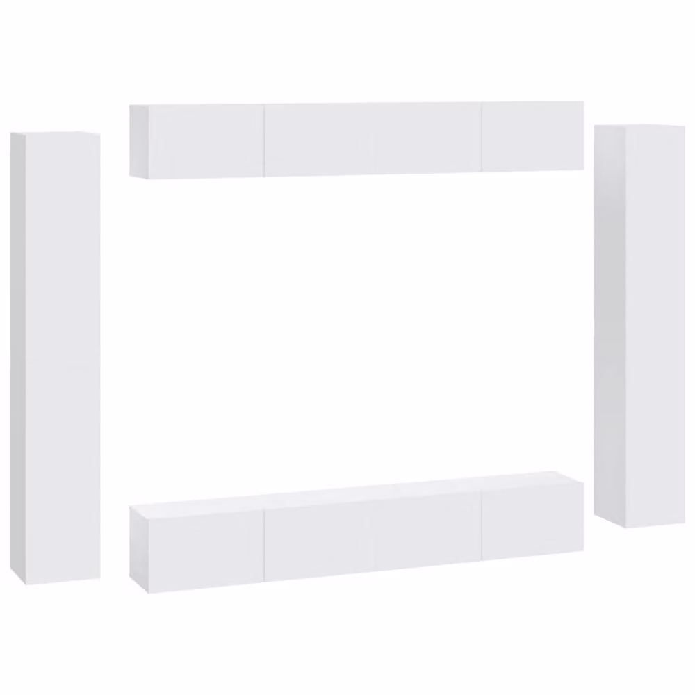 Berkfield Home 8 Piece Classic TV Cabinet Set in White Matt Engineered Wood – 2