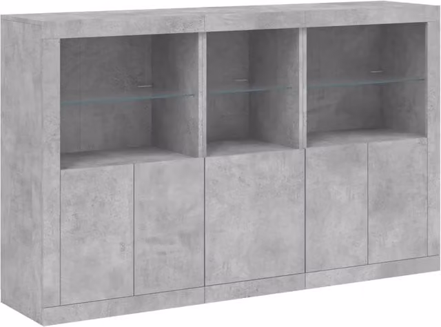 Berkfield Home Sideboard with Integrated LED Lights in Concrete Grey, W: 162 cm, D: 37 cm, H: 100 cm – 1