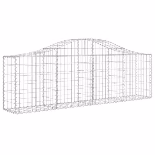 vidaXL Set of 10 Arched Gabion Baskets in Silver Galvanised Steel, W: 200 cm, D: 30 cm, H: 60/80 cm – 1
