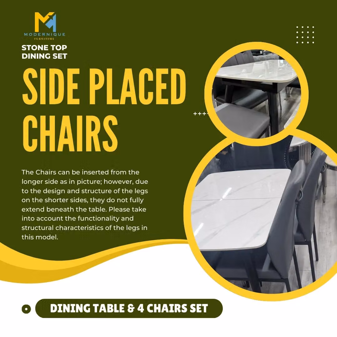 Modernique Sintered Stone Top Extending Dining Table and 4 Faux Leather Chairs Set in White and Black – 2