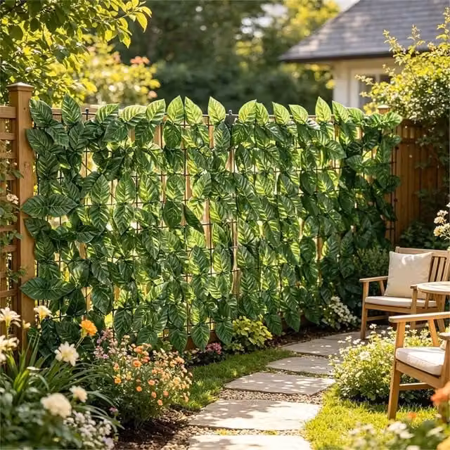 SPETLEK Artificial Leaf Screening Trellis Hedge in Green, W/H: 300 x 100 cm – 1